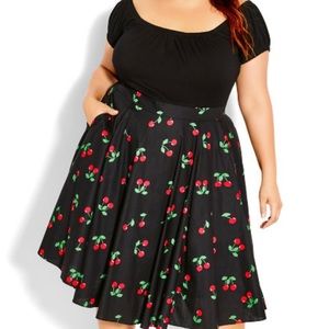 City Chic Black Cherry Print Midi Dress XXL/24